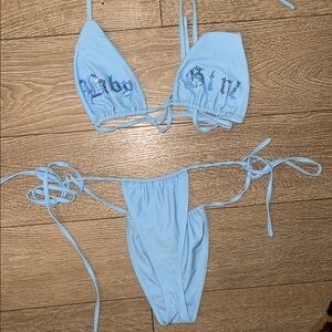 Hot & Delicious Blue Bikini Set with Tie Details